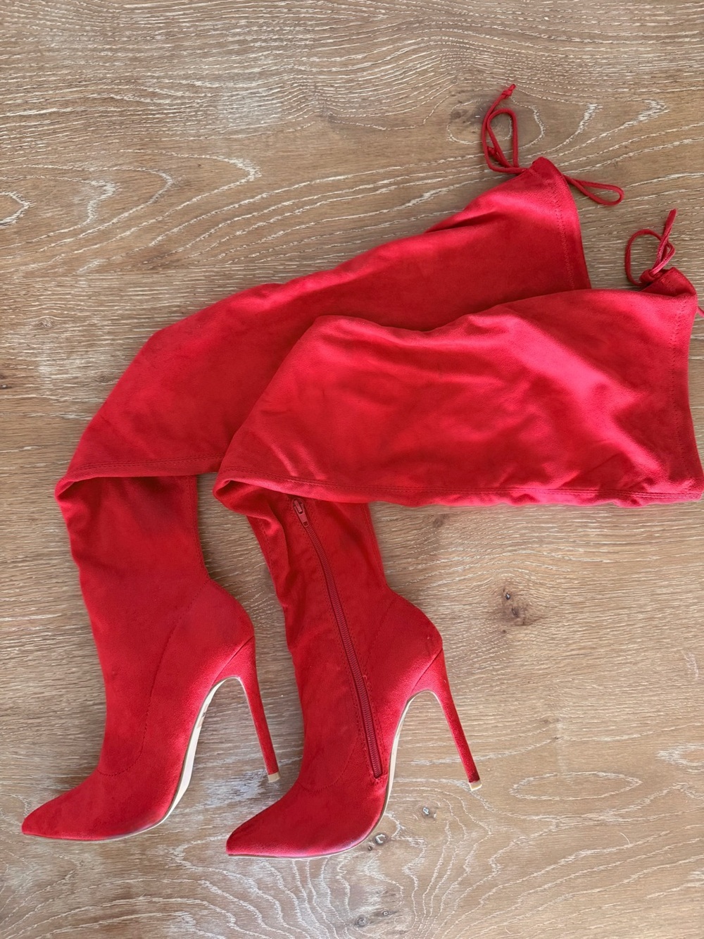 Red Over-the-Knee Stiletto Boots